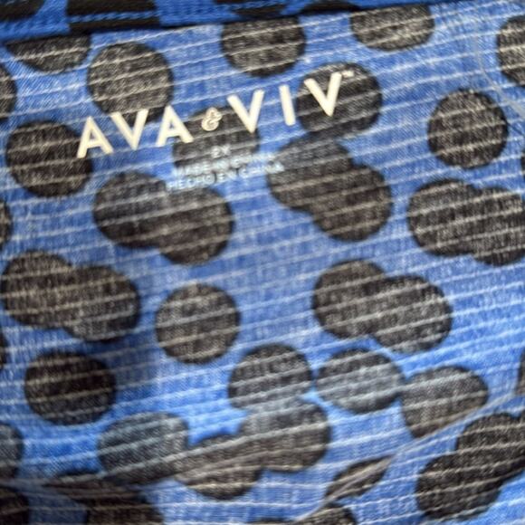 Ava & Viv Blue Polka Dot Long Sleeve Knot Front Blouse - Picture 7 of 10